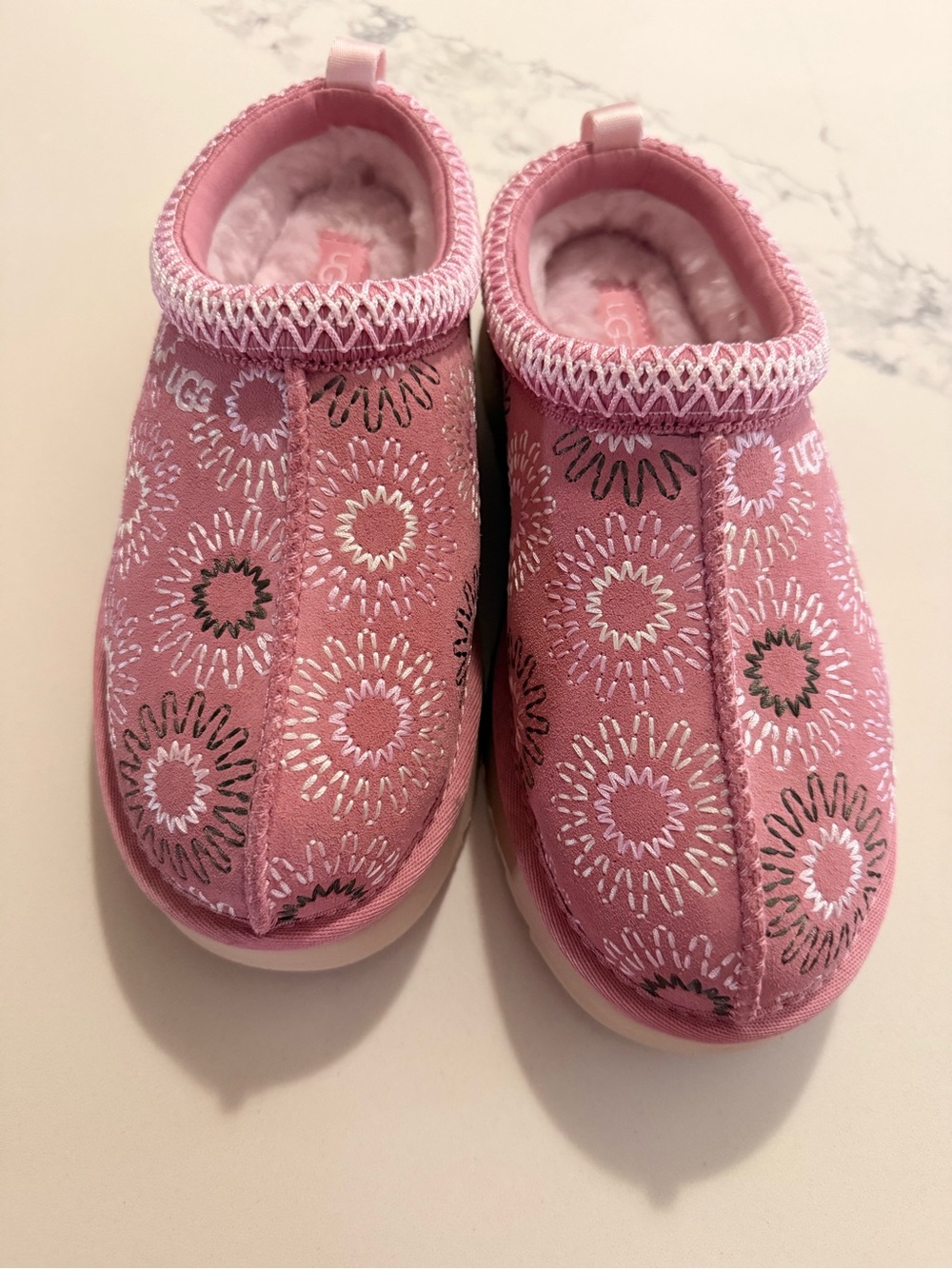 UGG Pink Floral Burst Slip-On Slippers